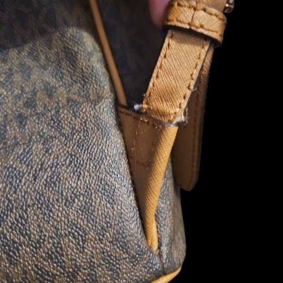 Michael Kors Brown Large Backpack with Gold & White Stripe - Picture 6 of 6